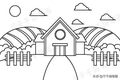 田园风光简笔画有江南特色的田园风光简笔画有江南特色的田园风光简笔