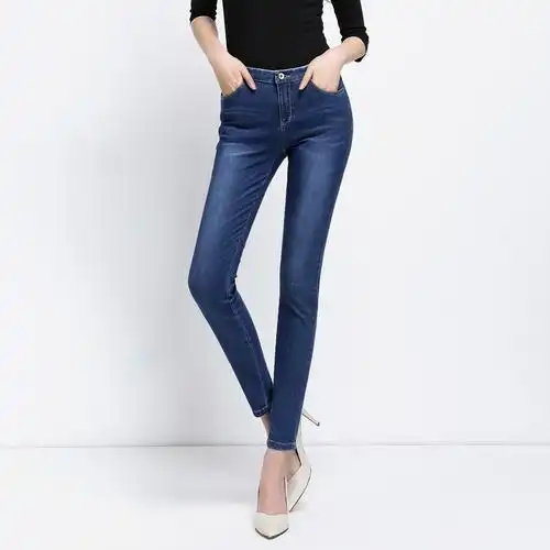 逸阳女裤2017秋季新款牛仔裤大码高弹力修身