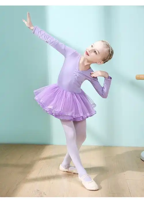 七斓婴童裙子 七斓儿童舞蹈服长袖秋冬幼儿芭蕾舞裙女童练功服女孩