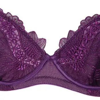 > 桑扶兰 春季新款 聚拢调整型高档刺绣蕾丝文胸 akc13 深紫色 75b