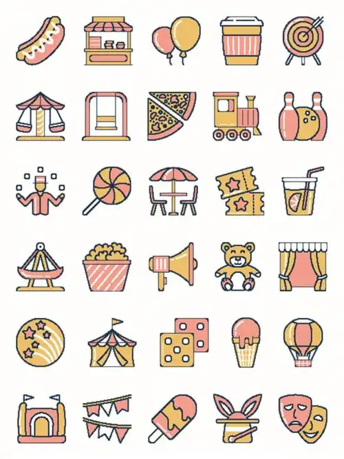 免扣元素扁平化简约线性各行业常用小图标