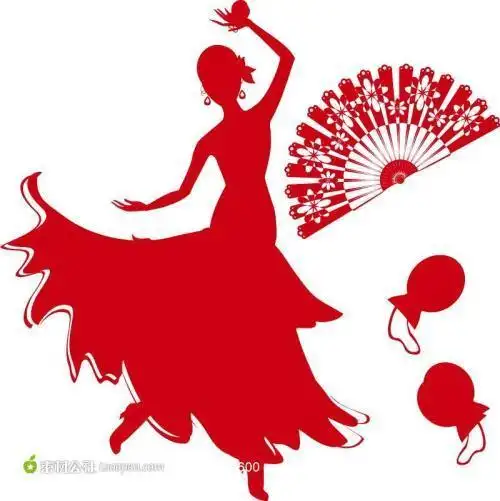 正文跳舞剪纸图片大全跳舞女孩剪纸矢量剪纸效果红色卷发女性人物