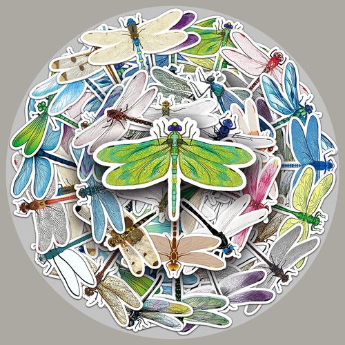 50张蜻蜓可爱动物贴纸 滑板车创意防水手机壳装饰笔记本涂鸦贴纸