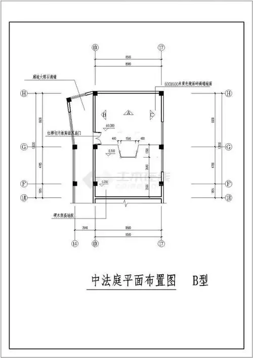 某地法院审判庭内装修设计施工图纸