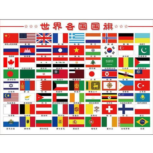 世界国旗国标海报儿童卧室墙贴画幼儿园小学教室装饰壁画定做z15