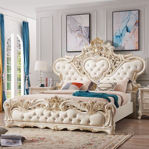 澳颜莱欧式主卧大床 欧式双人床实木主卧大床法式风格婚床公主床别墅