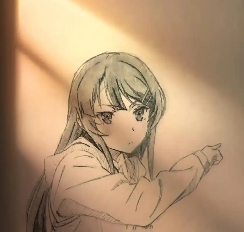 手绘 #日常瞎画 #樱岛麻衣 糊#青春猪头少年  - 抖音