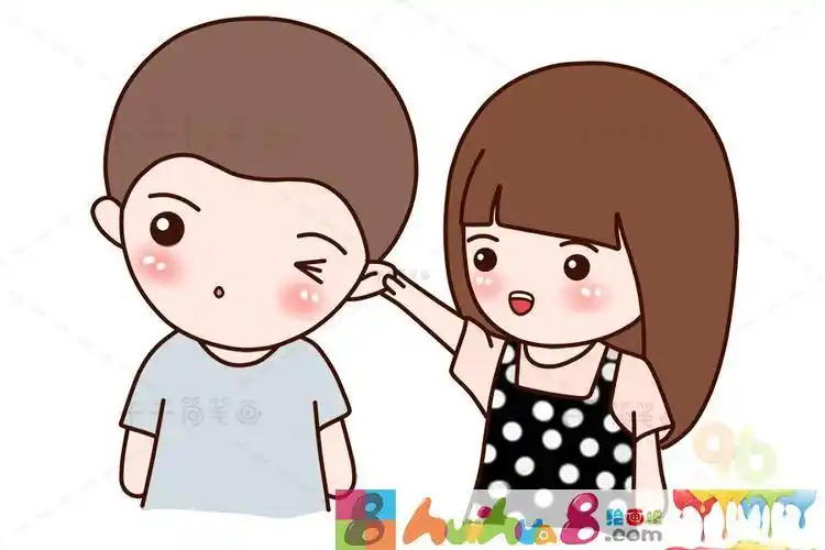 小情侣简笔画卡通