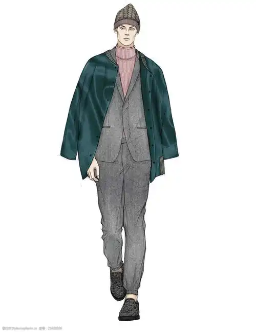 关键词:时尚西装套装毛线帽男装效果图 服装设计 毛线帽 男装 男装