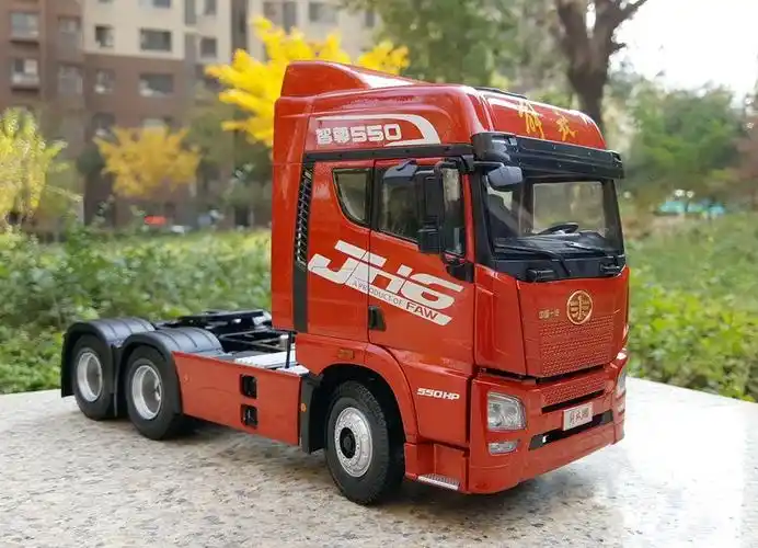 解放jh6卡车模型1:24一汽原厂拖头牵引车卡版车模收藏 解放天v牵引车