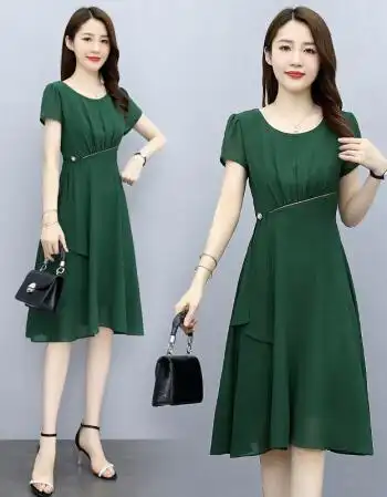 感高腰修身显瘦连衣裙品牌女装现货当天发特价墨绿色现货当天发特价m