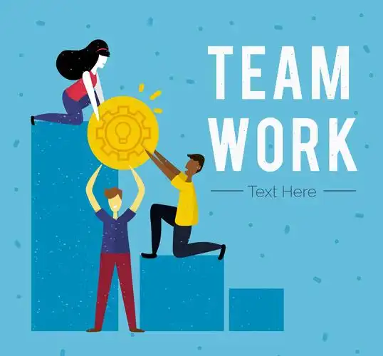 创意团队合作无表情人物矢量图