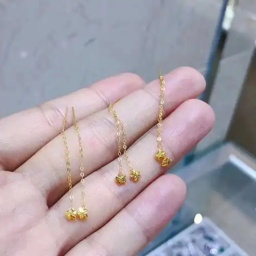 曼妮工坊18k彩金黄金au750耳钉耳饰不掉掉色网红耳线