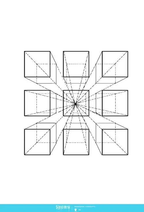 临摹一点透视正方体绘画基础透视的练习