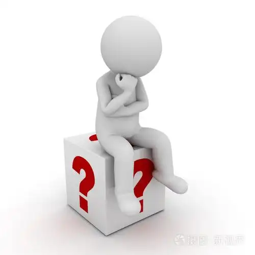3d男人坐在白色背景上红色问号框思考