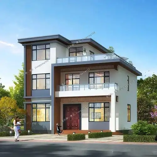 120平建三层农村别墅,3种尺寸和布局,现代风格的代表作