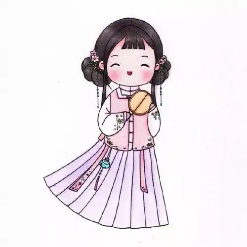 简笔画古风汉服小姑娘,真的太可爱啦图|@爱画画的橙子676767