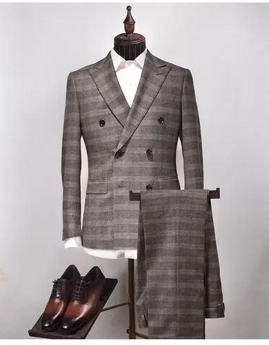 西服定制男高级手工量身定做条纹休闲西服商务职业套装正装