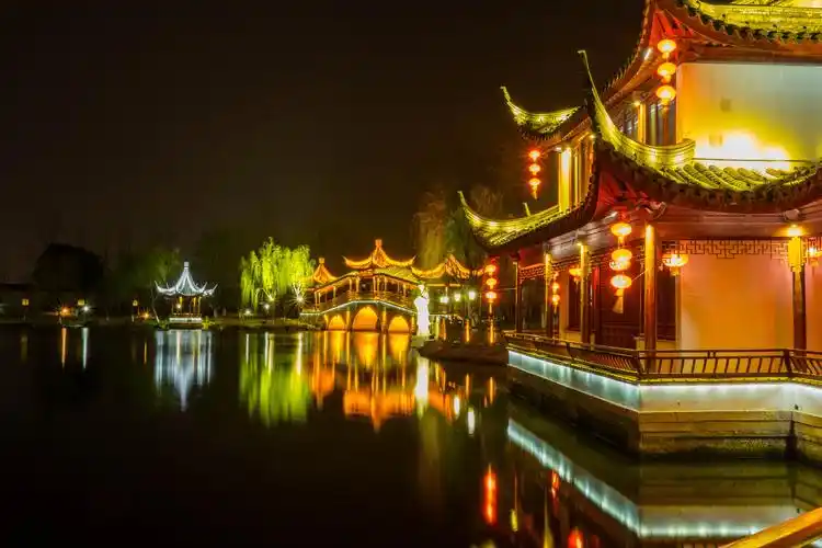 浙江西塘古镇夜景图片夜景浙江古镇西塘古镇