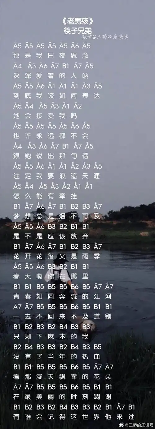 光遇老男孩琴谱-钢琴竖琴谱图片分享-燕鹿手游网