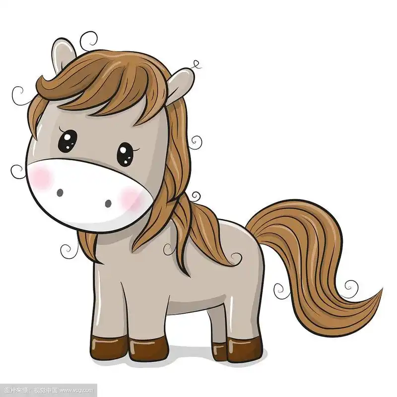 可爱的卡通马在一个白色的背景