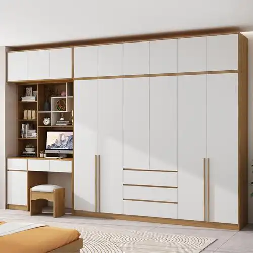 衣柜家用卧室带梳妆台一体现代简约组合整体衣橱电脑桌转角储物柜