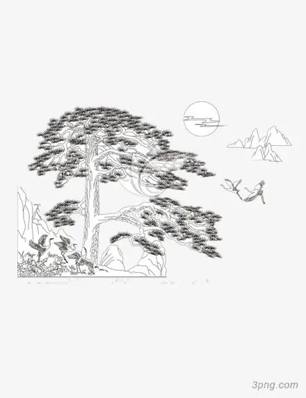迎客松风景png素材透明免抠图片-其他元素