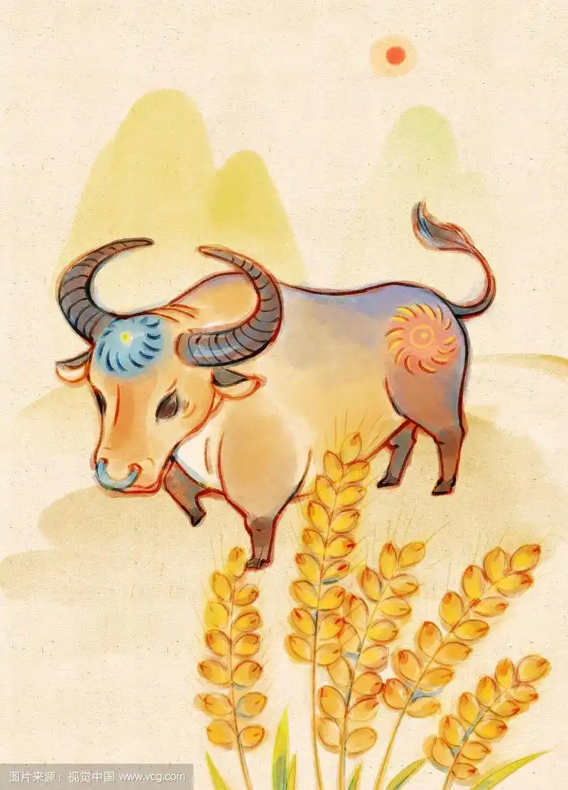 十二生肖牛水墨画