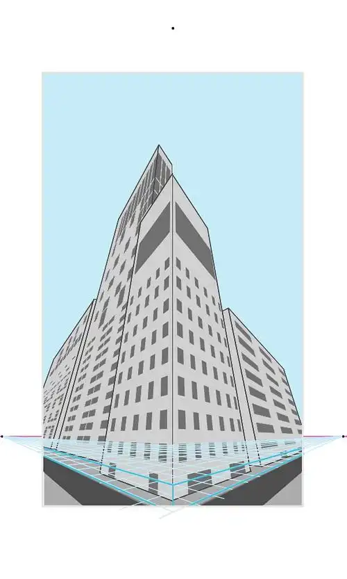 【怎样画建筑物】三点透视