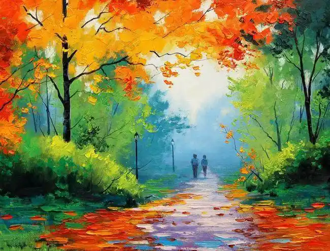 [作品欣赏]油画漫步秋色[3.777 mb]