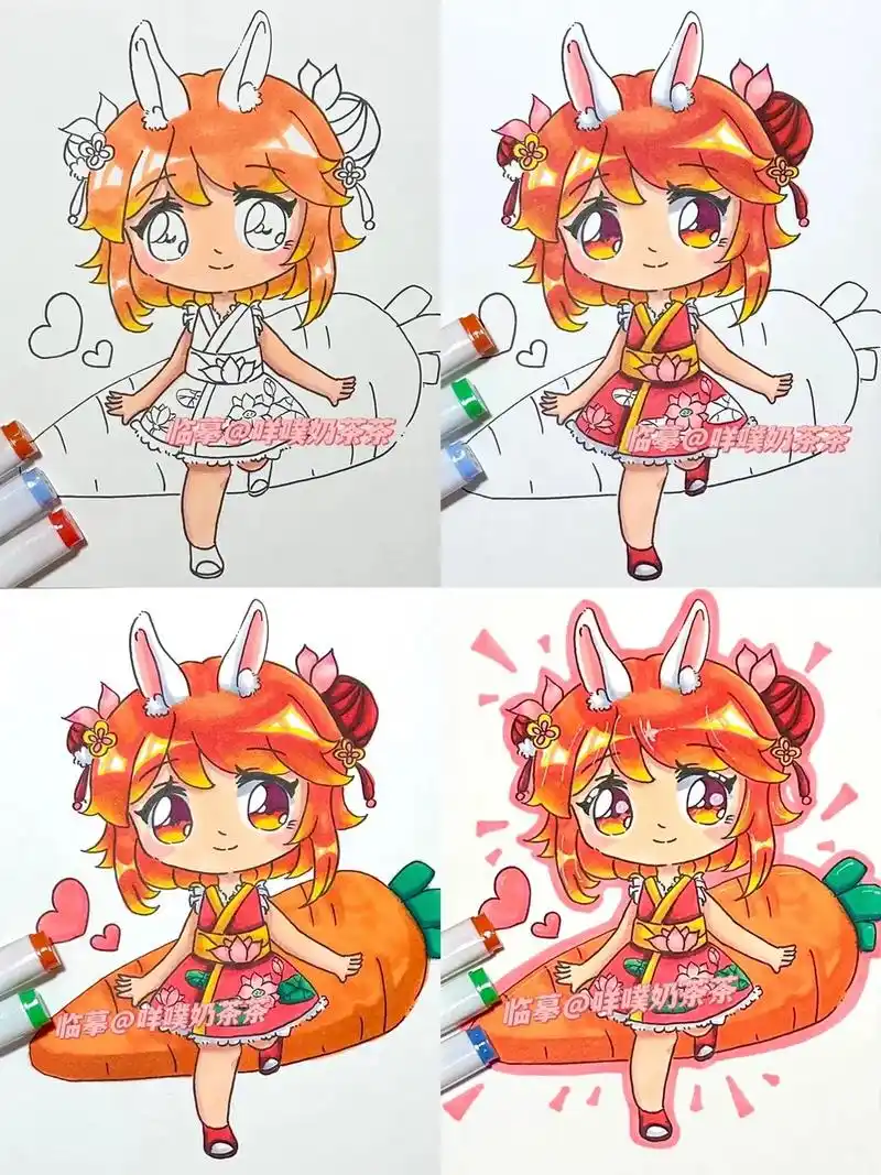 打卡画q版动漫,兔子女孩.#动漫人物绘画 #带你走进漫画世界 - 抖音