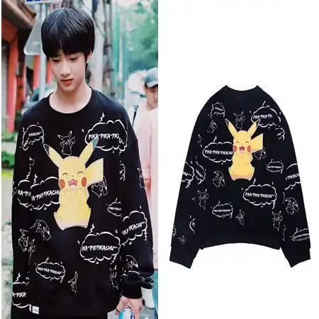 tnt刘耀文同款衣服皮卡丘日系男女卫衣加绒加厚卫衣