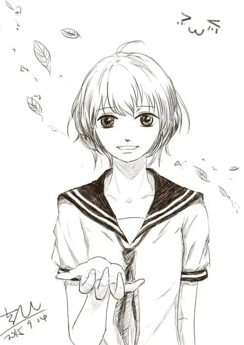 水手服少女 | 大梨酱 - 原创作品 - 涂鸦王国插画