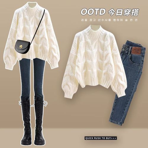 hiwish矮个子微胖女生妹妹穿搭套装胖mm冬季套装女2022新款穿搭慵懒风