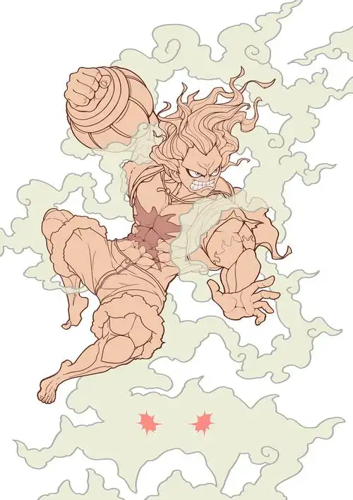 海贼王四档蛇人路飞原画|插画|创作习作|两天枰函式 - 原创作品