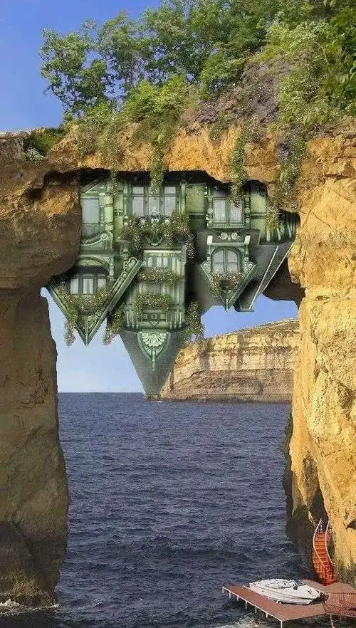 颠倒过来的房子,真的不怕掉到水里?