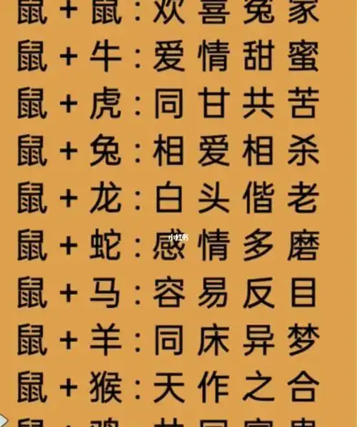 十二生肖婚姻配对大全十二生肖属相婚姻相配表