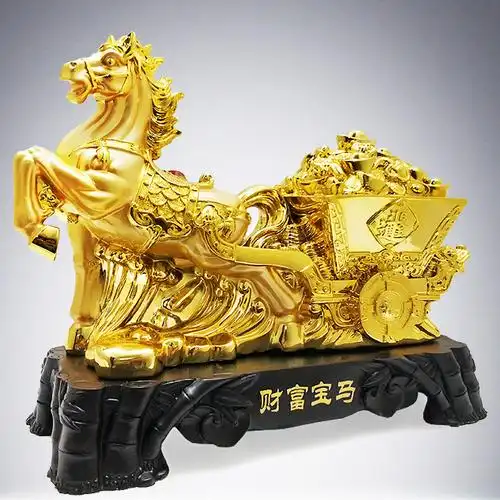 马摆件工艺品马拉车招财马客厅吧台办公室办公桌装饰马上发财有钱