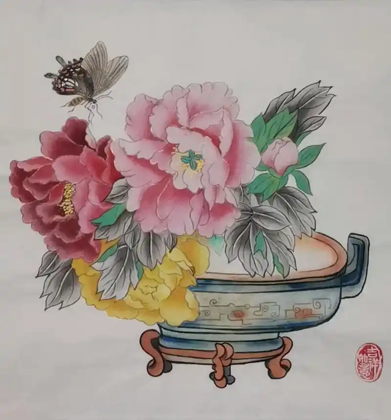 国画艺术 #工笔牡丹  - 抖音