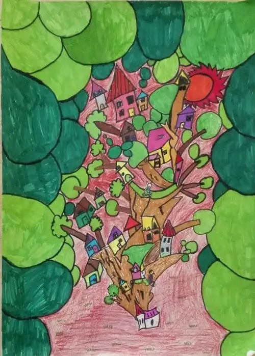 二年级赵婕元同学的作品《绿色家园》