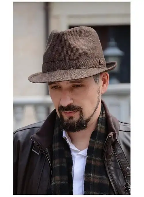 喜圣多新品爵士帽男帽子男夏天防晒法式复古小檐男士礼帽男英伦爵士帽