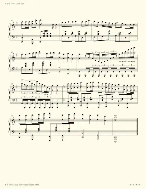 钢琴谱游击队之歌