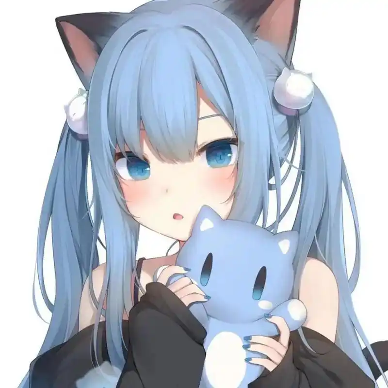 蓝色系猫耳娘头像 蓝色动漫猫耳娘头像