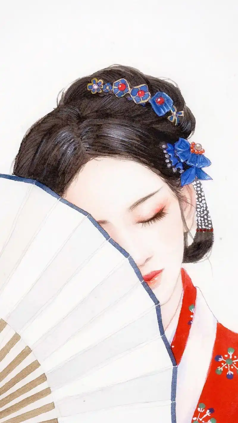 简约唯美古风美女绘画手机壁纸