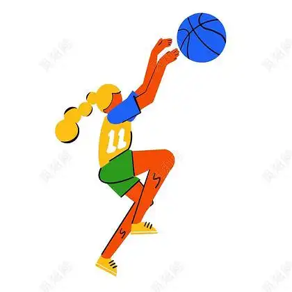 扁平篮球与人物体育运动打篮球元素psd素材