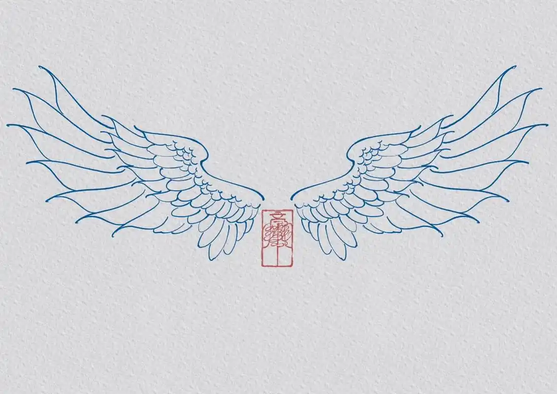 翅膀画法.#纹身手稿 #每日一画 #tattoo #手绘过程 - 抖音