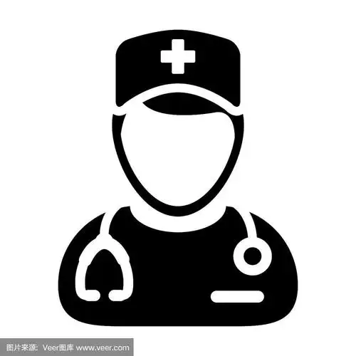 医护人员图标向量男性个人轮廓头像与一个听诊器咨询在象形象形图