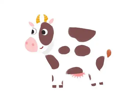 彩色手绘卡通奶牛动物牛元素png素材