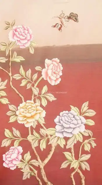 手绘丝绸壁画 新中式 欧式墙纸 高档 装饰画