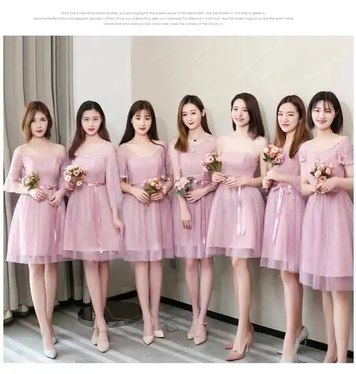 伴娘服短款女春夏韩版显瘦姐妹团小礼服闺蜜装合唱演出服a6款喇叭袖